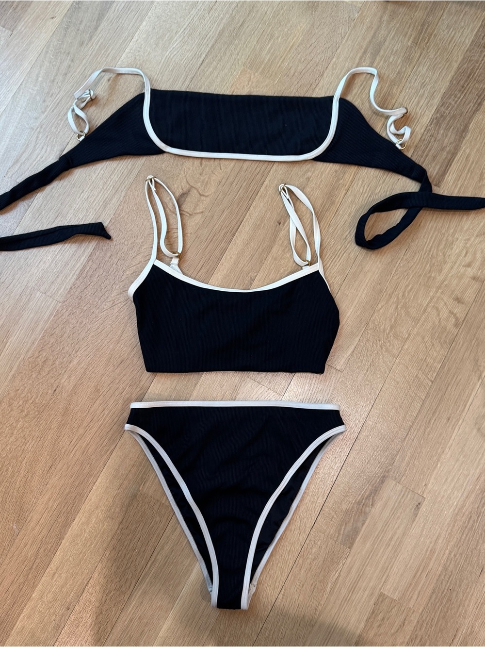 Black Bikini Set with White Trim